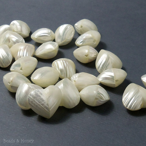Silver Mouth Shell Heart 10x18mm (2pcs, Qty Pricing)