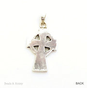 Sterling Silver Cross Pendant Flower and Circle Design 34x17mm (1pc)