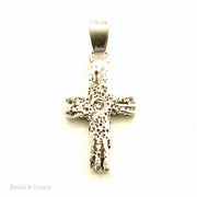 Sterling Silver Cross with Stipple Design 22x12mm (1pc)