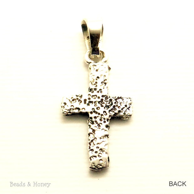 Sterling Silver Cross with Stipple Design 22x12mm (1pc)