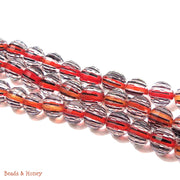 Red Orange Black Striped Crystal Bead Round Faceted 12mm (12pcs)