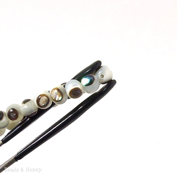 White Troca Shell with Abalone Shell Inlay Round 6mm (Half Strand)