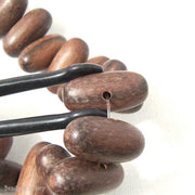 Unfinished Ebony Wood Bead Capsule Side Drill 9x20mm (8 Inch Strand)