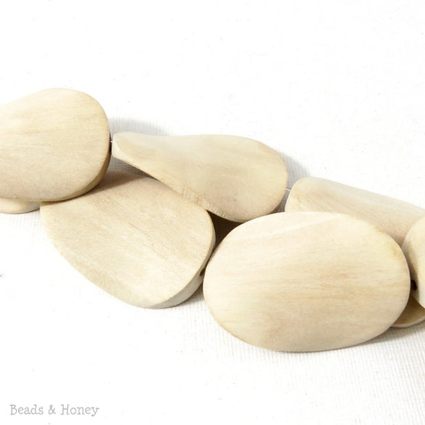 Unfinished Whitewood Bead Unbleached Oval Twist 30x40mm (5pcs)