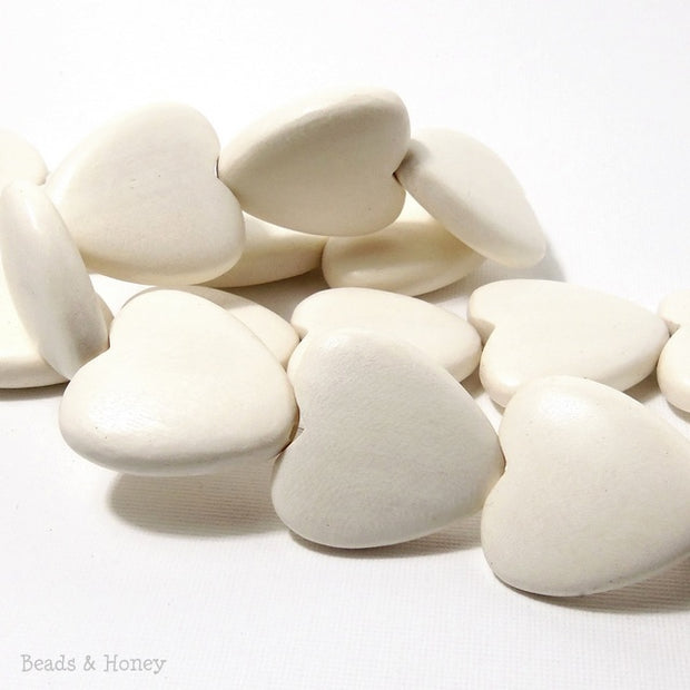 Whitewood Bleached Heart Focal Bead 32x30mm (2pcs)