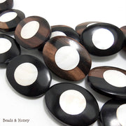 Ebony Wood with Mother of Pearl Oval 40x30mm (5pcs)